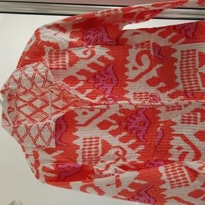 Patty Kim women's (s) quilted reversible jacket in shades of coral, white, lilac